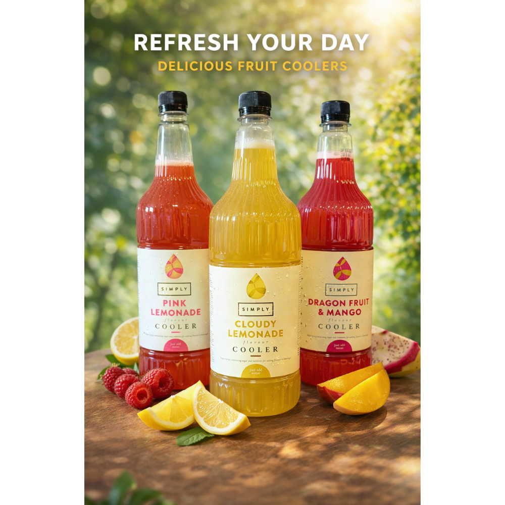 Lemonad Drakfrukt och Mango, Pink Lemonade, Cloudy Lemonade syrup 1 L